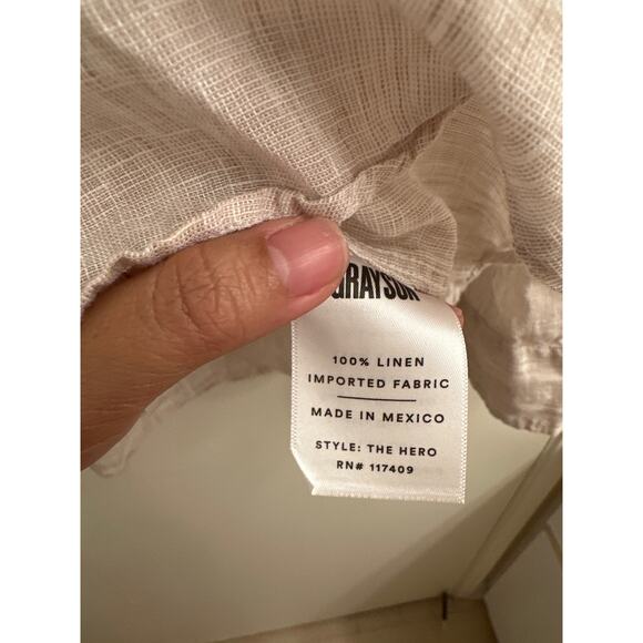 Grayson Linen Button Up Shirt Beige Long Sleeve Coastal Grandma Minimalist Large - Picture 6 of 7